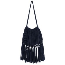 FREE PEOPLE Summer Sparks Bag Black Fringed Crossbody Shoulder Bag