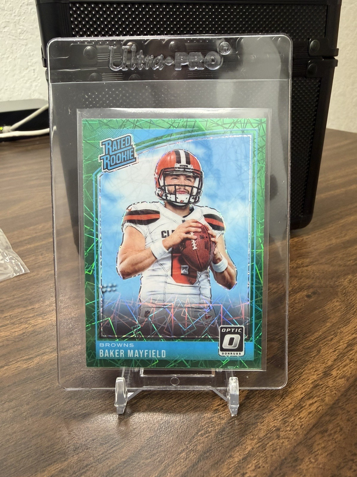 2018 PANINI DONRUSS OPTIC GREEN VELOCITY ROOKIE CARD #153 BAKER MAYFIELD 