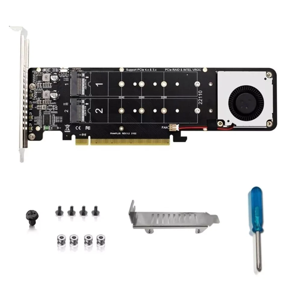 New Supports 4 Nvme M.2 SSD Expansion Split Card PCIE 4.0 x16 4 x 32Gbps - image 2 of 4