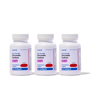 Major Pharmaceuticals Laxative Softgels Docusate Sodium 250 mg 100 Count Pack...