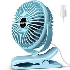 720  Rotation Small Desk  Clip on Fan with Sturdy Clamp, 3 Speeds, Quiet Lit...