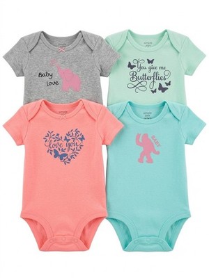 Simple Joys by Carter's Girls Short Sleeve Bodysuits 4pc Multicolor