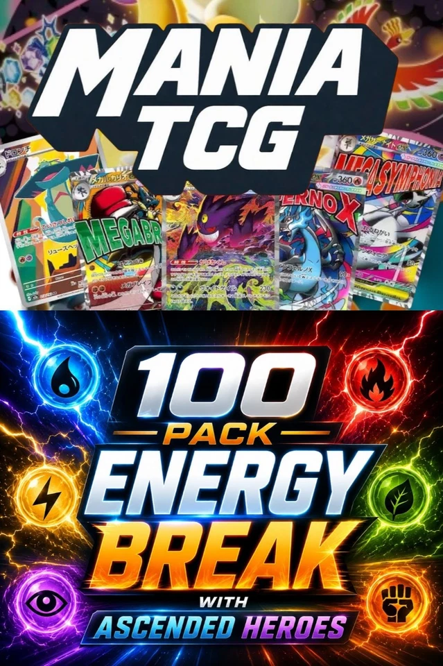 100 Pack Ascended Energy Break + Free BOOSTER BOXES With Mania Charlie
