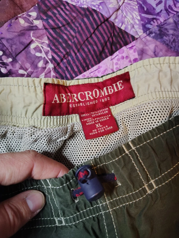 Vintage 90s Abercrombie Fitch Swim Shorts Mens XL Green Long Board Trunks Lined - Image 4 of 4