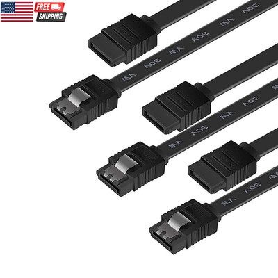 3 Pack SATA Cable III 6Gbps Straight HDD SDD Data Cable with Locking Latch 18 In