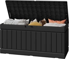 Outdoor Storage Box 82 Gallon Storage Bin with Lid for Patio Furniture, Garden T