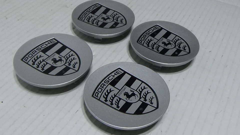 2003-2010 Porsche Cayenne S Wheel Center Caps Silver 4 Set - Image 3 of 4
