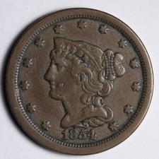 1854 Braided Hair Half Cent 1/2 Penny Uncirculated