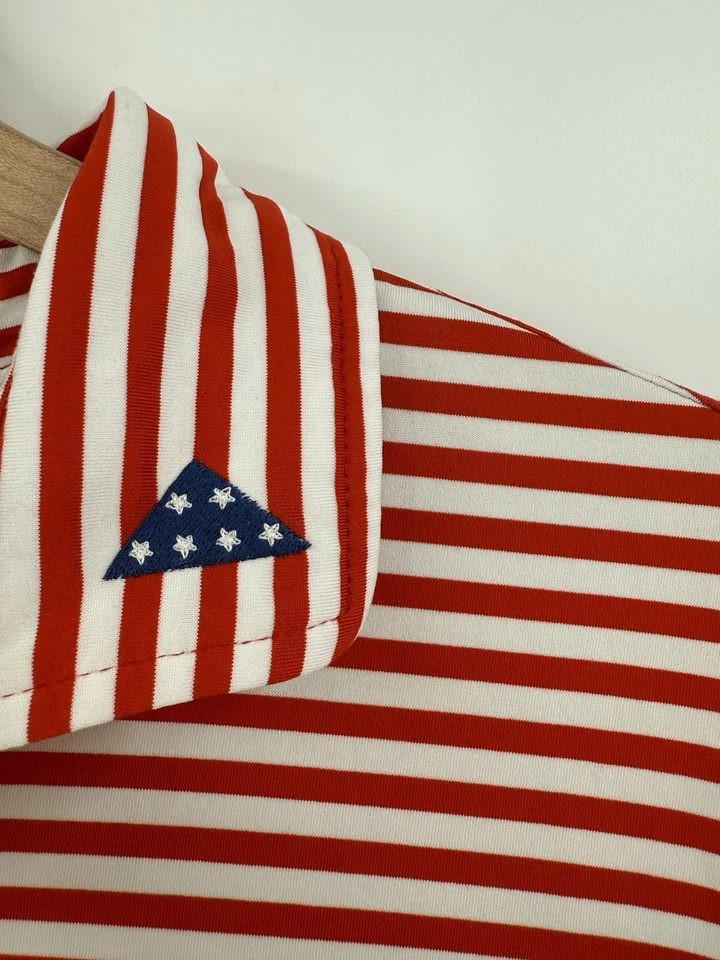 Camisa Polo Fairway Greene Tech TPC PRESTANCIA Para Hombres XL Roja Blanca EE. UU. Golf Elastizada Foto 4 de 4