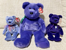 PURPLE Ty Beanie Baby Buddy Bears FREE PROTECTOR TAGS CASES. MWMTs
