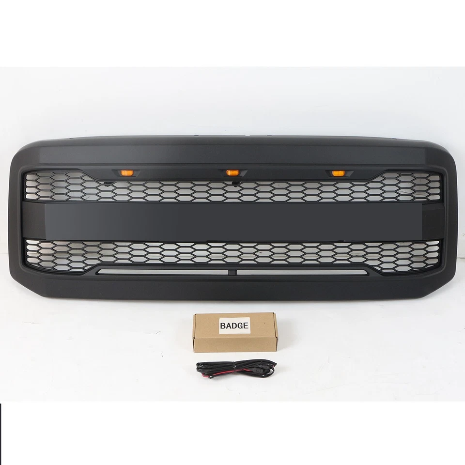 Rejilla delantera negra para Ford F250 F350 2005 2006 2007 parrilla negra con LED Foto 2 de 4
