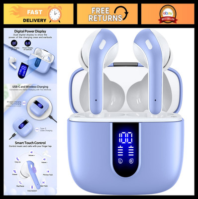 True Wireless Bluetooth Earbuds 60H Playtime LED Display IPX5 Waterproof Mic for