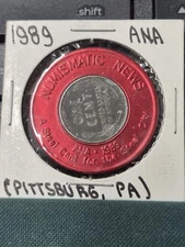 1989 ANA CONVENTION NUMISMATIC NEWS 1943 STEEL LINCOLN CENT LUCKY ENCASED PENNY