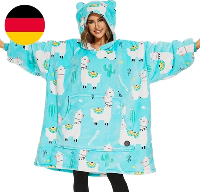 THREE POODLE Oversize Hoodie Decken Pullover, Kuschelpullover Für Damen Herren K