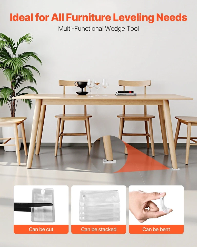 Calços e cadeiras de nivelamento 30 peças 1,5x3x0,5 pol plástico transparente cunhas oscilantes - Imagem 4 de 4