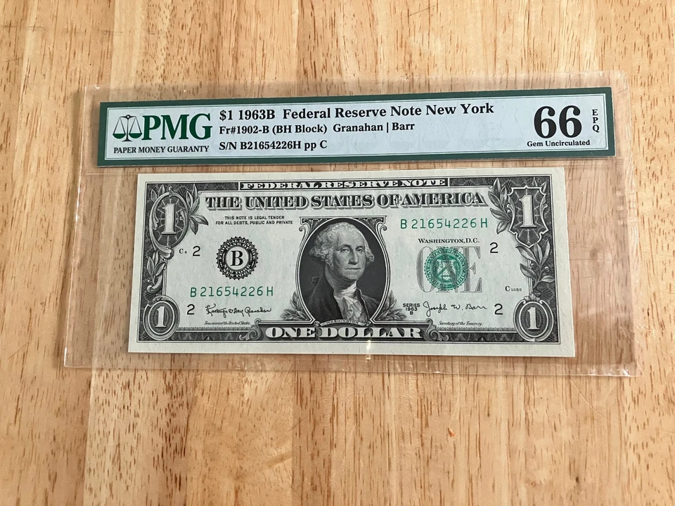 1963B Complete $1 Federal Reserve Barr Note Set (5 Fed. Res. Banks) PMG 66 EPQ - Image 2 of 4