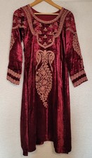 Whimsigoth Floral Embroidered Dress Crushed Velvet Fairycore Size S 1272