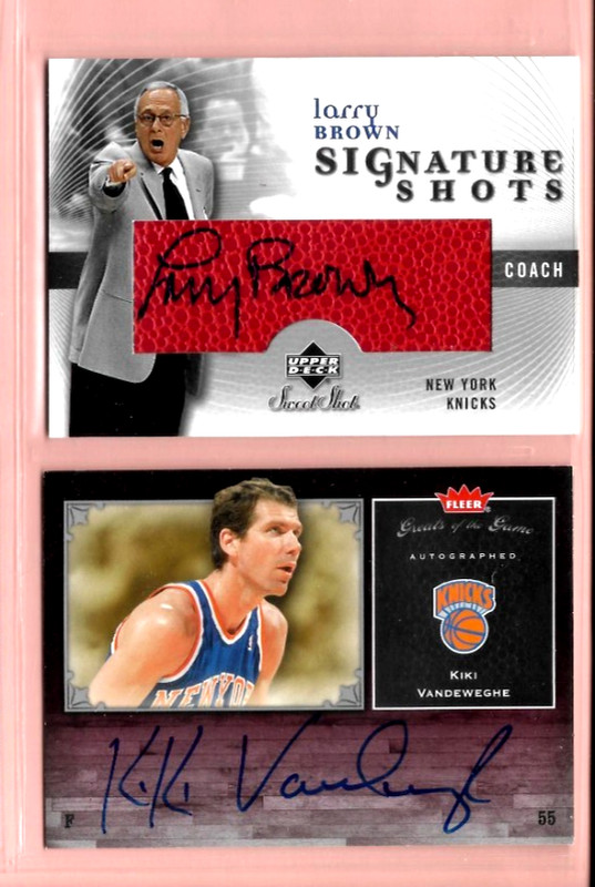LARRY BROWN SIGNITURE SHOT AUTO ++ KIKI VANDEWEGHE CERTIFIED ON CARD AUTO MINT !