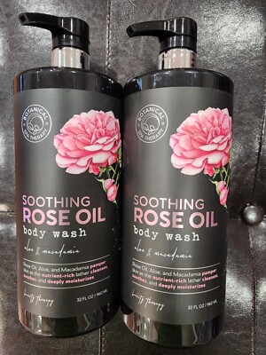 2 SOOTHING ROSE OIL BODY WASH 32 FL OZ EACH NO PARABENS WITH ALOE BOTANICAL