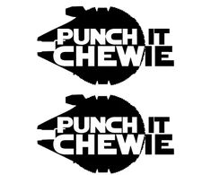 Millennium Falcon Punch It Chewie 2 Black Vinyl Decal Car Truck Window Star Wars