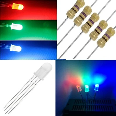 STG-TOP 50 Pz. DIODI LED RGB 5mm ANODO COMUNE LUCE DIFFUSA con resistenze omaggio