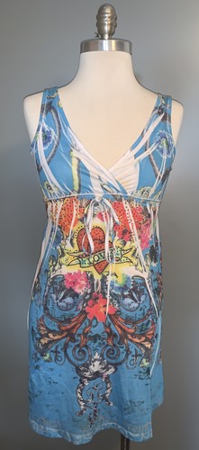 Ocean Breeze Women’s Floral Studded Sacred Heart Colorful Sun Dress Size Small