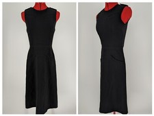 Prada FW 2004 Black Epaulets Dress Mod Military Oval Pocket Size 38 Italy Miucci