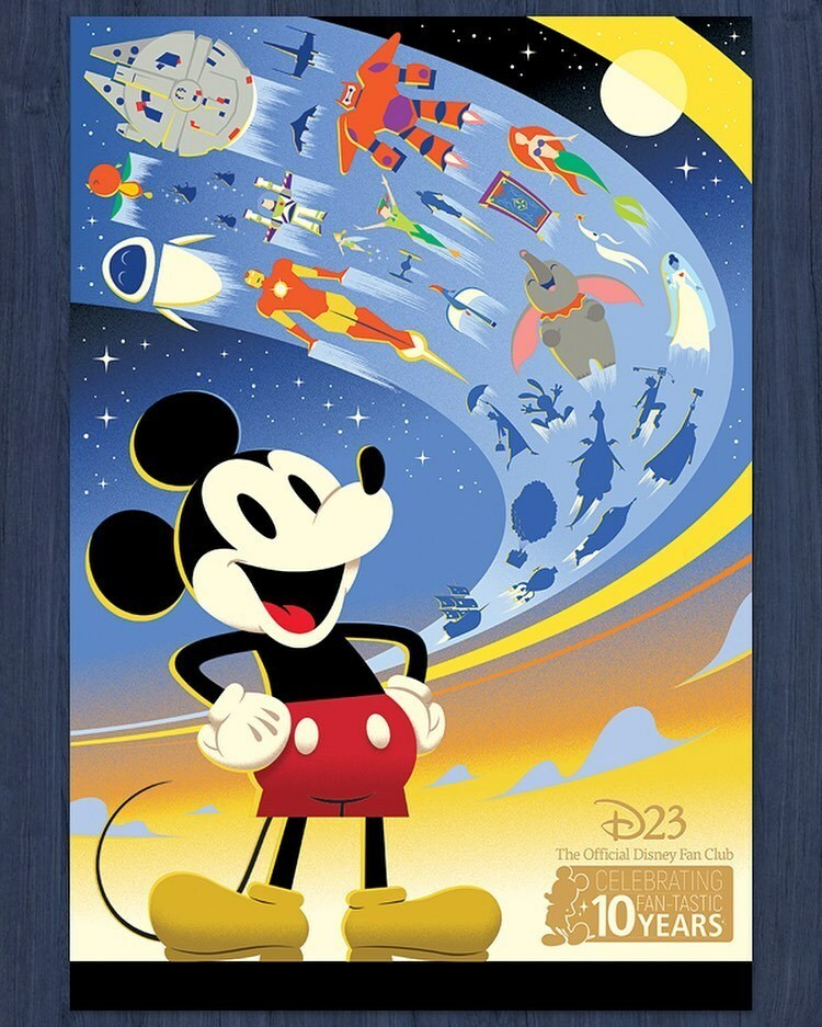 2019 Disney D23 Expo Gold Member 10th Anniversary Poster by Eric