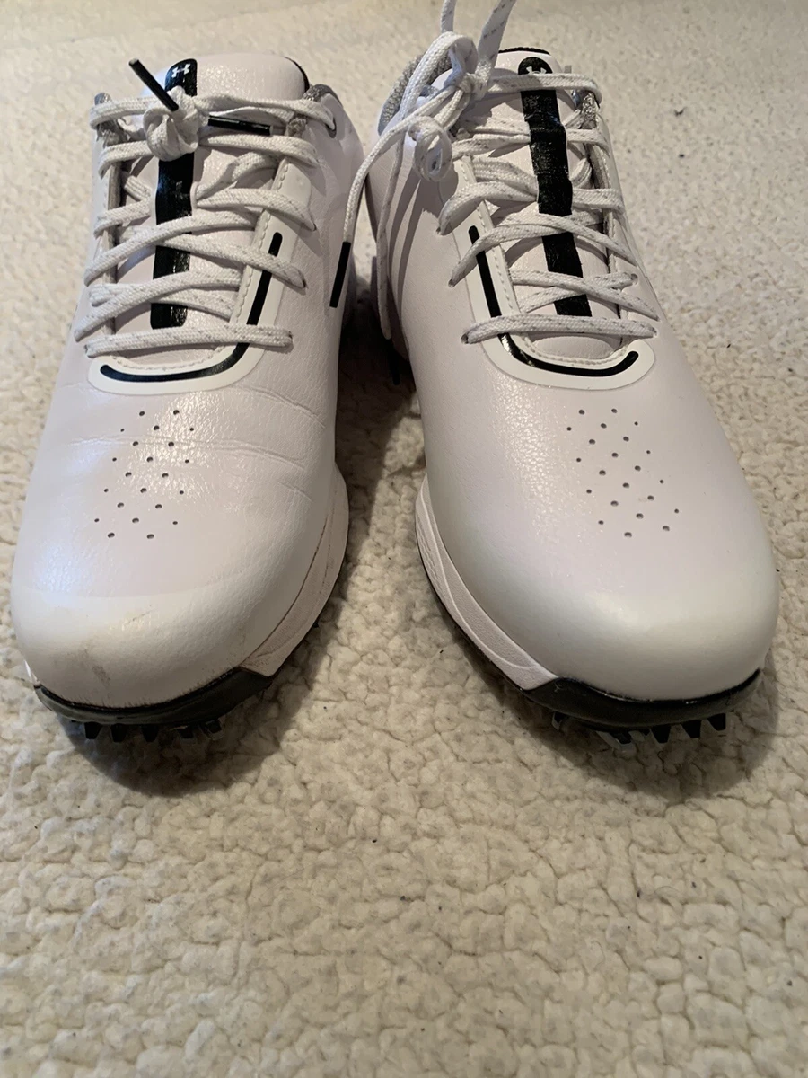 Zeeslak Amazon Jungle merk Under Armour Men&#039;s UA Charged Draw RST 9 Wide E Spiked Golf Shoe -  White/White | eBay