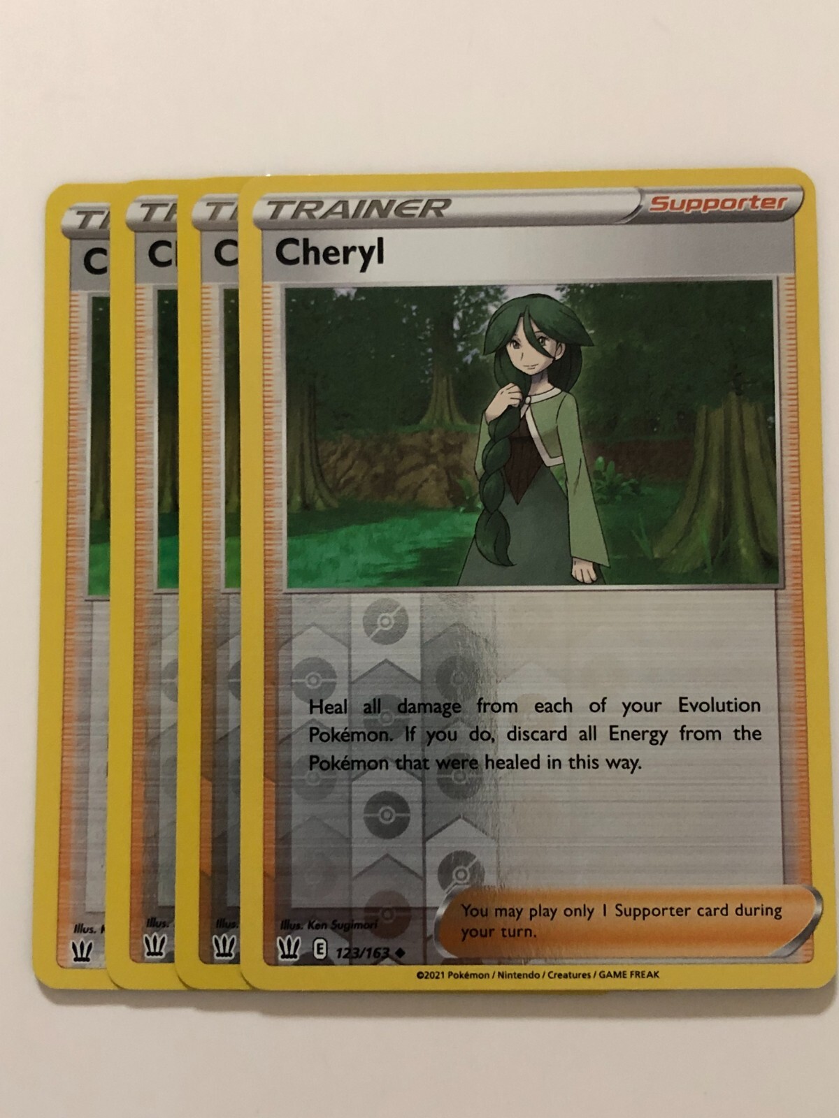 Pokemon Card Battle Styles 4x Playset Reverse Holographic Cheryl 123/163 NM