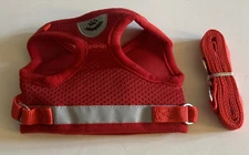 Medium Red Dog Cat Harness and Walking Leads Set Pet Puppy Breathable Mesh Vest