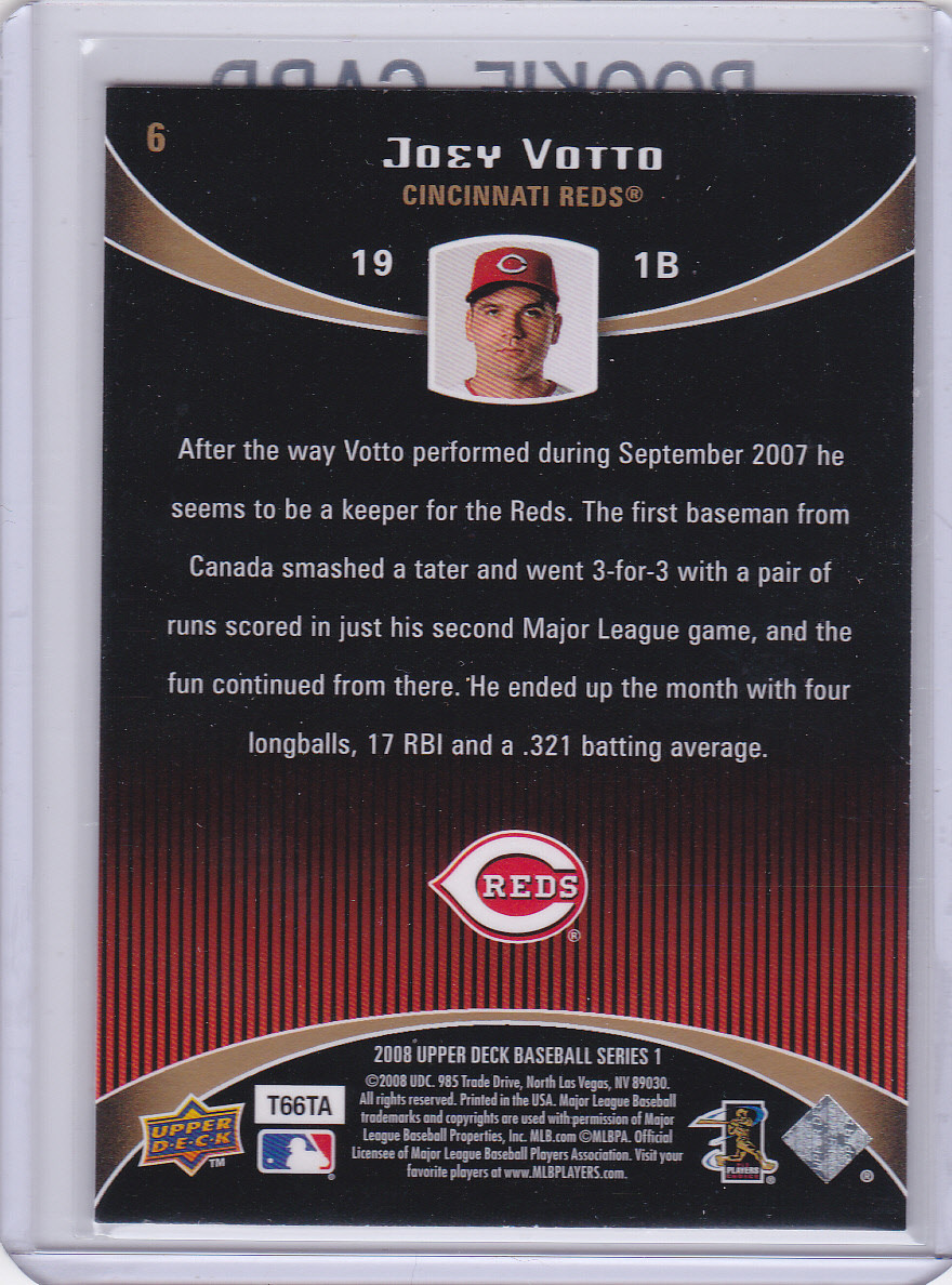 JOEY VOTTO ROOKIE CARD Upper Deck Debut 2008 BASEBALL RC