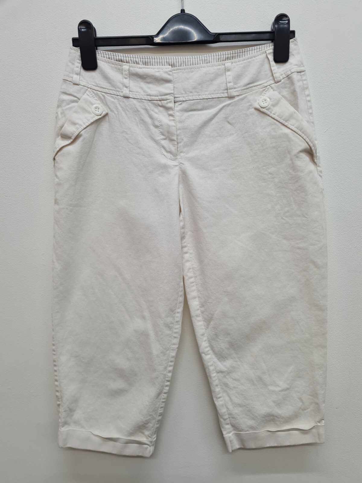 New Look white Linen Mix  Crop Capri Trousers Size 10 read description