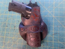 Handmade Leather 1911 Cross Draw Holster Trumpster 45/47 Custom Carving