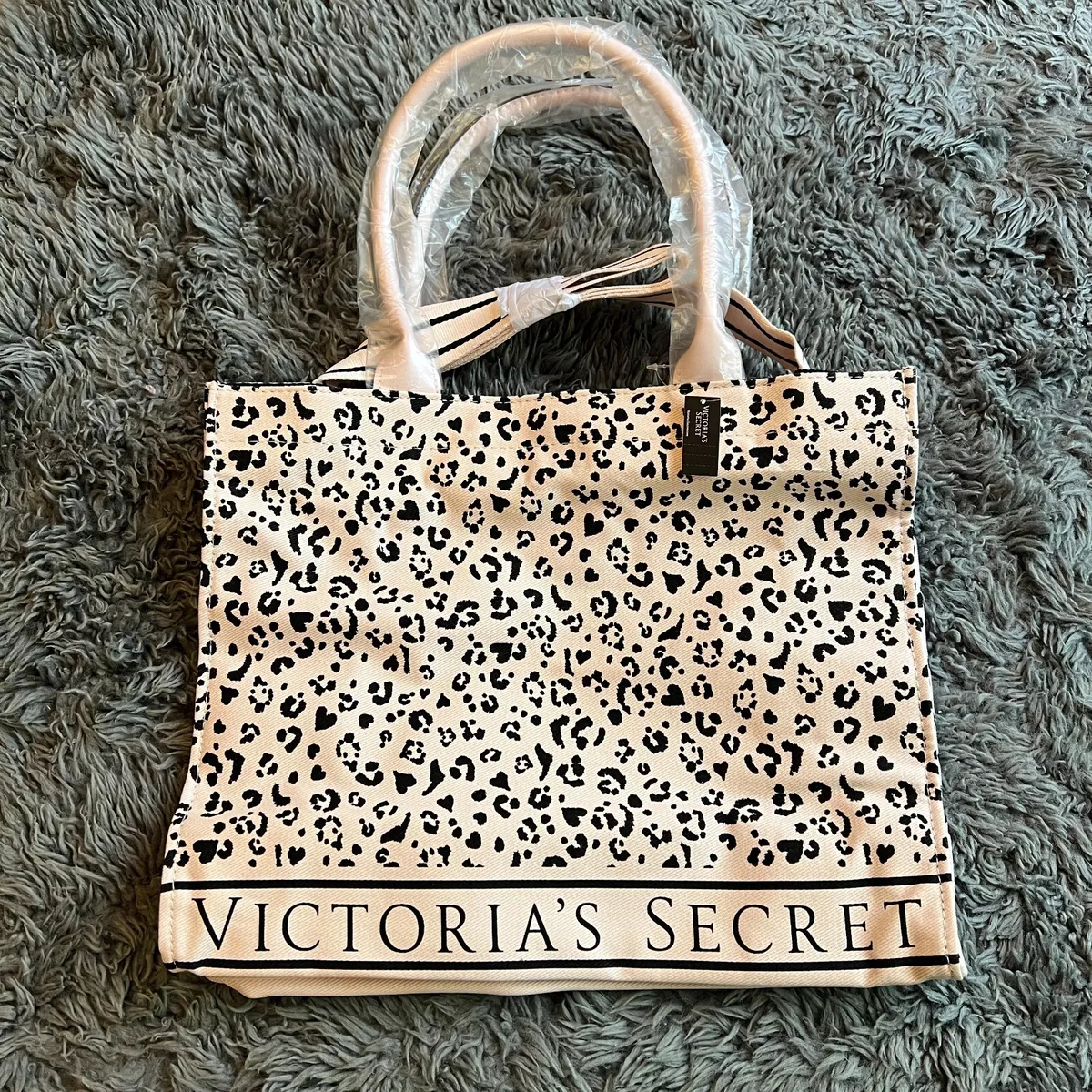 Victoria's Secret Leopard Tote Beach Shopper Tote Shoulder Bag White - NEW