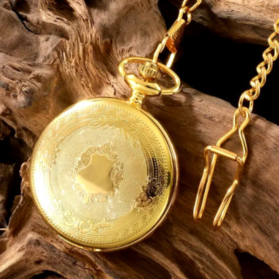 Golden Vintage Hollow Carved Pocket Watch Timeless Style Men Women Unique Gift