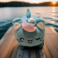 Moon Blossom MEOWCHI Cat Unicorn Aurora Tasty Peach Studios Plush Aqua & Pink 