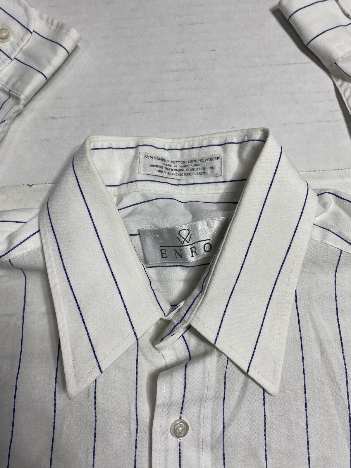 Vintage ENRO button dress Shirt Mens 1533 Medium White Blue Striped eBay