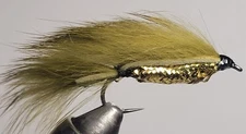 White Death Steelhead Streamer Olive and Gold Size 4 (per 3)
