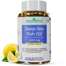 Neuherbs Deep Sea Omega 3 Fish Oil - 60 Softgel for Men and Women Free Ship