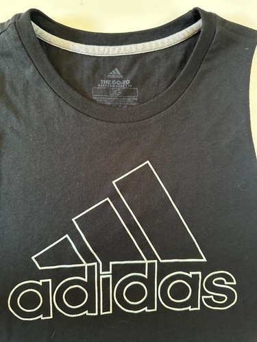 Adidas The Go-To Performance Tee Men Large Black Climalite Round Neck Sleeveless - Picture 3 of 3
