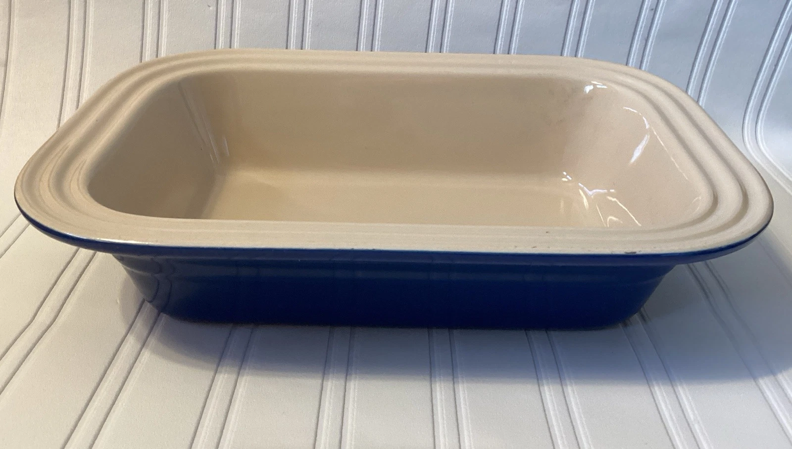 LE CREUSET STONEWARE BLUE DEEP BAKING PAN DISH LOAF MEATLOAF 12 X 9X 2.5"