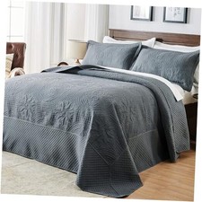 Oversized King Quilt 120x120, 3 Piece California King Size 120"x120" Dark Grey