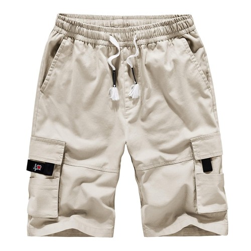 Men's Elastic Waistband Cotton Cargo Shorts Relaxed Fit Summer Casual Shorts ...