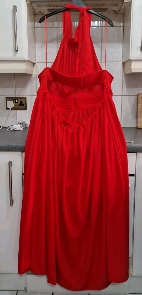 Ladies Red Next Halterneck Low Back Evening Dress Size 22 BNWT - Image 2 of 4