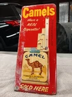 VINTAGE 3 D METAL TIN CAMEL PACK THERMOMETER CIGARETTES ADVERTISING Sign