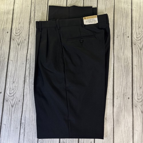 Ascott Browne Men’s 33R Unhemmed Black Expander Pleated Dress Casual Pants NWT.