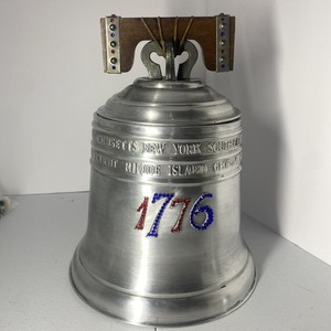 Italian Seymour Mann 1776 Liberty Bell Ice Bucket Pewtertone Wood Handle 1974 