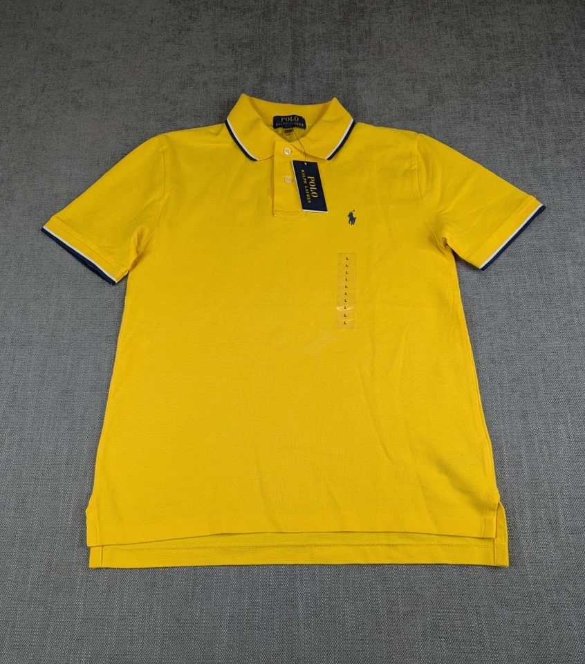NUEVO CON ETIQUETAS Polo Ralph Lauren Polo Niño Niño L 14/16 Amarillo Algodón Malla Clásico Poni Foto 2 de 4