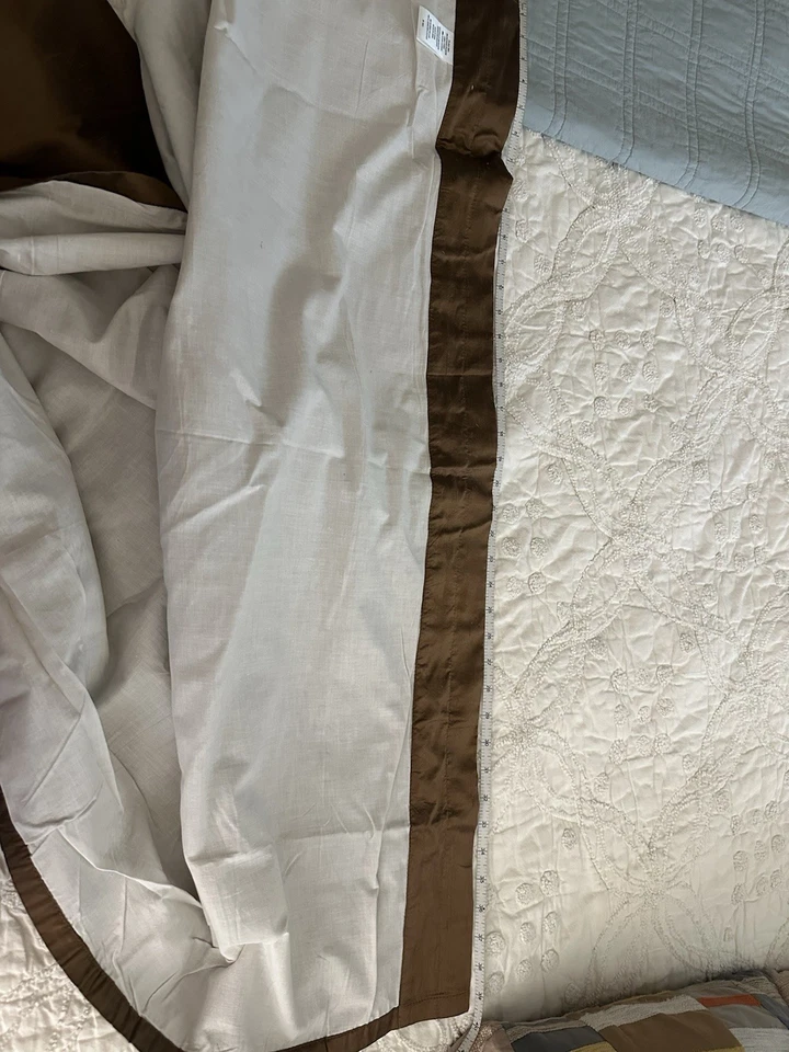 真丝(70% 真丝)山东窗帘板棕色,39 1/2 英寸 x 82 英寸,4 面板 — 第 3/4 张图片